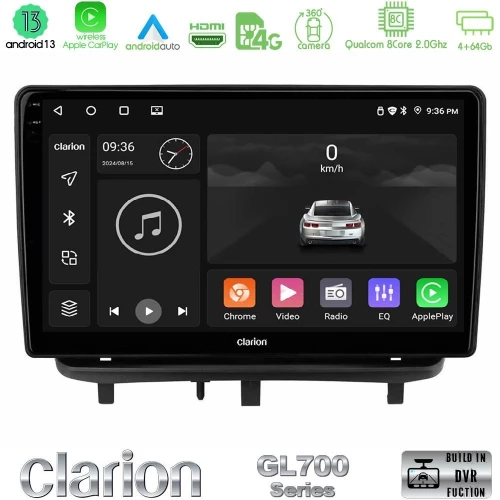 Clarion GL700 Series 8Core Android ClarionOS 4+64GB Opel Corsa D 2006-2014 Navigation Multimedia Tablet 9" Με Carplay & Android Auto (Top Mount)