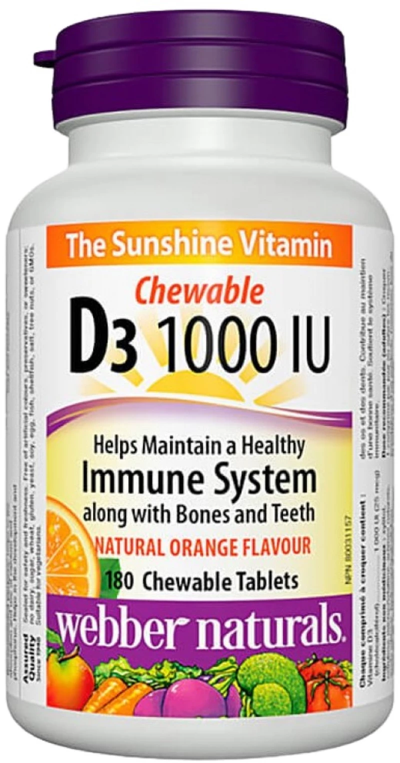 Webber Naturals Vitamin D3 1000 IU | Chewable [180 Μασώμενες παστίλιες]