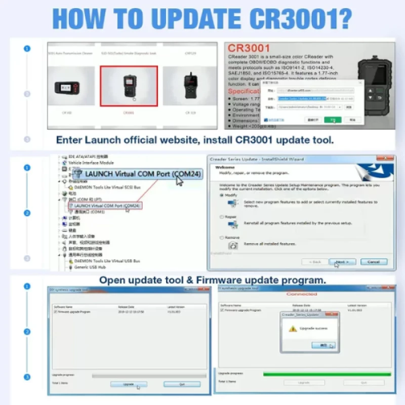 Launch CReader 3001 Digital OBD-2 Car Diagnostic Tool (with Cable)