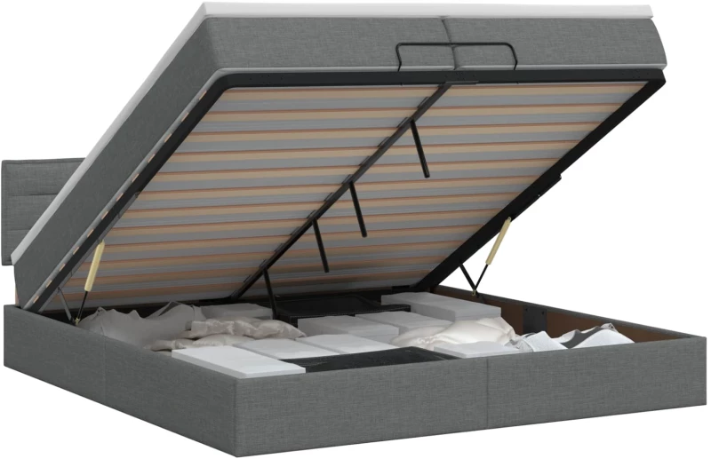 vidaXL Κρεβάτι Ottoman με στρώμα Σκούρο Γκρι 200 x 200 cm Ύφασμα