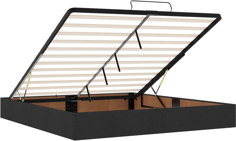 vidaXL Κρεβάτι Ottoman με στρώμα Σκούρο Γκρι 200 x 200 cm Ύφασμα