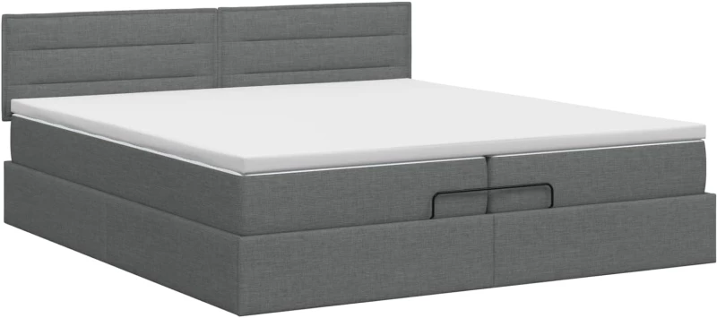 vidaXL Κρεβάτι Ottoman με στρώμα Σκούρο Γκρι 200 x 200 cm Ύφασμα