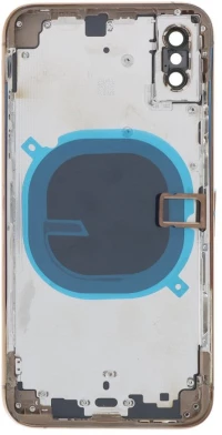 Apple iPhone XS - Back battery door cover middle frame housing with small parts Gold HQ OEM with Logo
