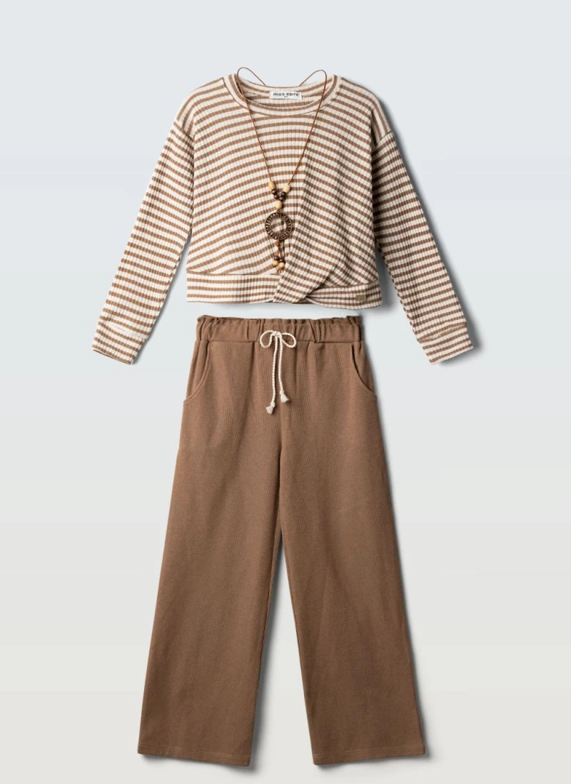 Σετ παντελόνα κορίτσι ΕΒΙΤΑ 267081 "stripes" μπεζ