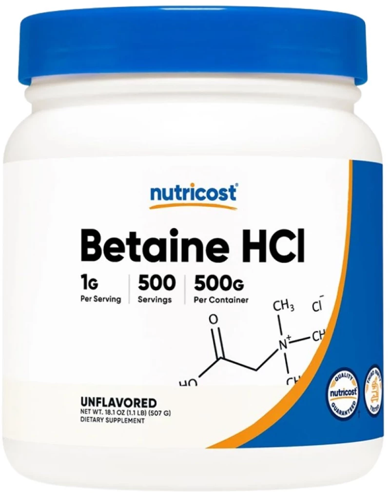 Nutricost Betaine HCL Powder [507 Γραμμάρια] Χωρίς γεύση