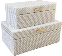 Κουτιά Αποθήκευσης (Σετ 2Τμχ) NKL112 25x15x10/20x12x8cm White Espiel Τεχνόδερμα,Mdf