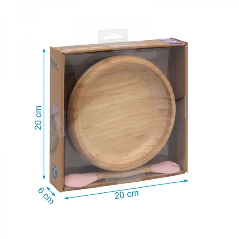 Kiokids Σετ Φαγητού Bamboo Ροζ 3486