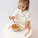 Kiokids Ανοξείδωτα Μαχαροπίρουνα με Λαβή Σιλικόνης Μπεζ 6+Μ.  Σετ 3τμχ. 4167