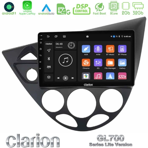 Clarion GL700 Lite Series 8Core Android ClarionOS 2+32GB Ford Focus 1999-2004 Navigation Multimedia Tablet 9" Με Carplay & Android Auto