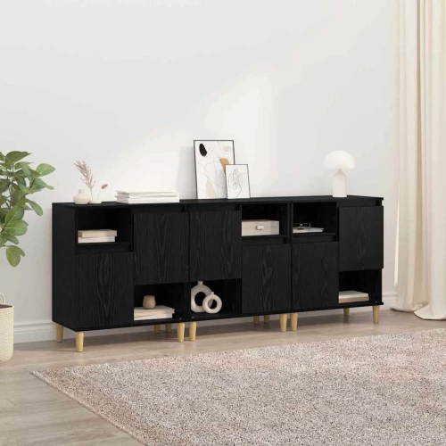 vidaXL Παραδοσιακά Πλευρικά Έπιπλα 3 pcs Μαύρη Οξυά 60 x 35 x 70 cm