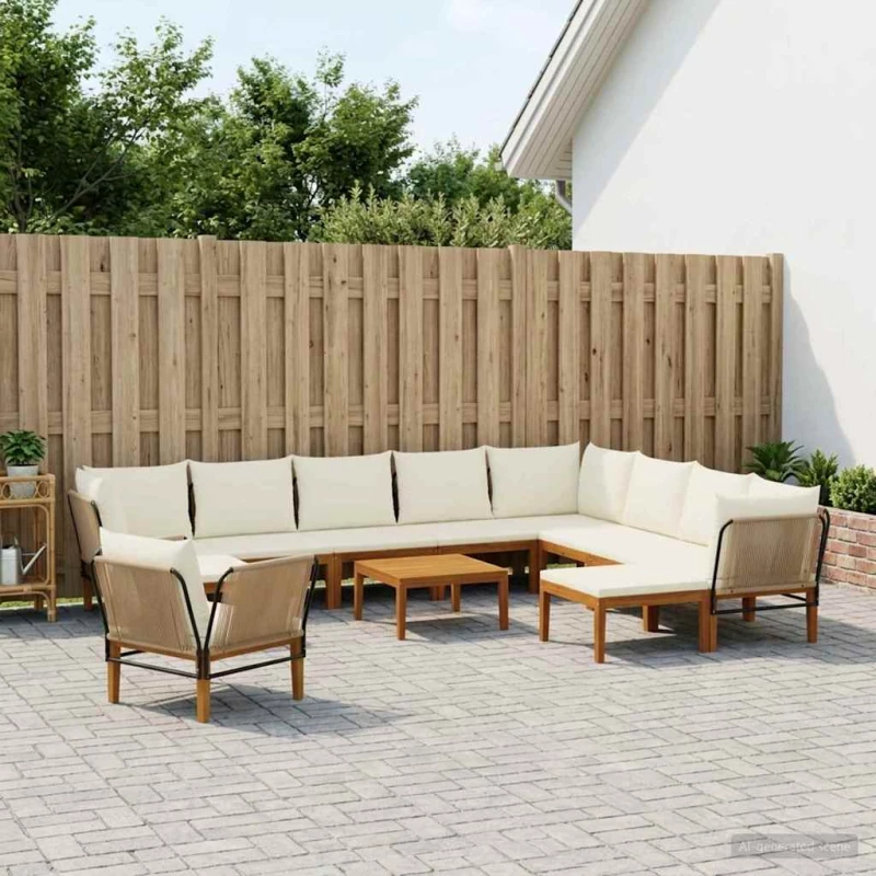 vidaXL 12 pcs Στερεό Acacia Ξύλο & Σχοινί Φυσικό