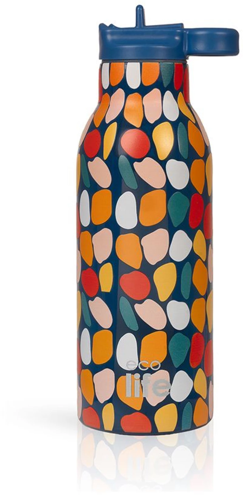 Ανοξείδωτο Παγούρι Θερμός με Καλαμάκι Ecolife 550ml - Stones