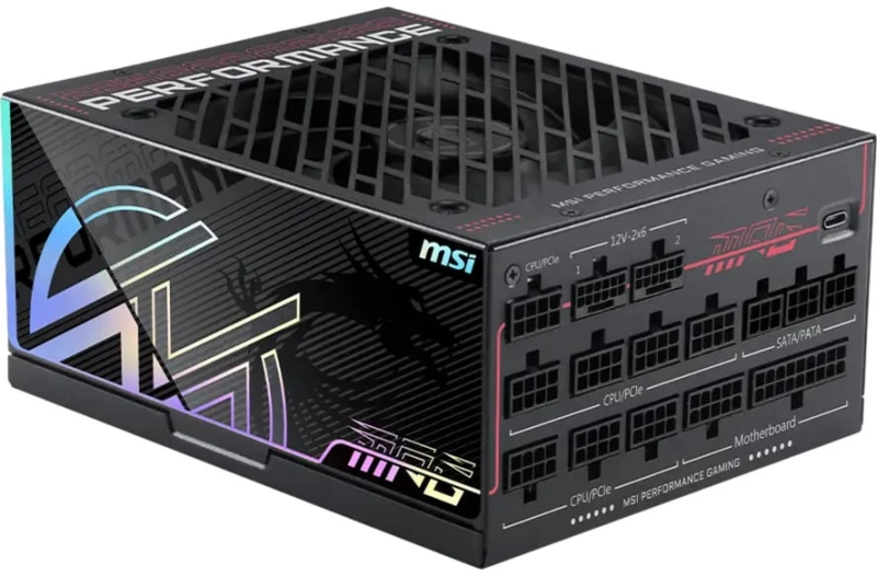 MSI MPG Ai1300TS PCIE5 (black, 2x 12-Pin High Power GPU, 7x PCIe, cable management, 1300 Watt)