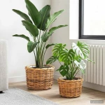 Καλάθι Γλάστρας με αποθήκευση 2 pcs Καφέ Ρατάν Κούμπου |42020962