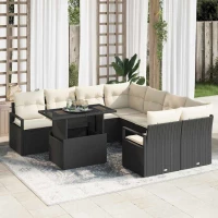 Σετ Καναπέ Κήπου 9 pcs Μαύρο και κρεμ 100 x 55 x 73 εκ |3348793