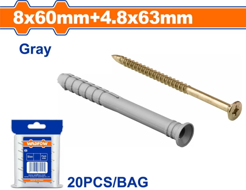 Wadfow WXTO921 Βισμα Πλαστικο Χτυπητο Βιδα 8x60mm 4.8x63mm 20τμχ.