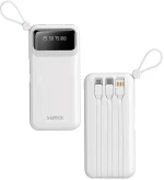 Sunix Power Bank 10000 mAh με Ενσωματωμένα Καλώδια USB C / Micro / USB A 2.1A - Λευκό