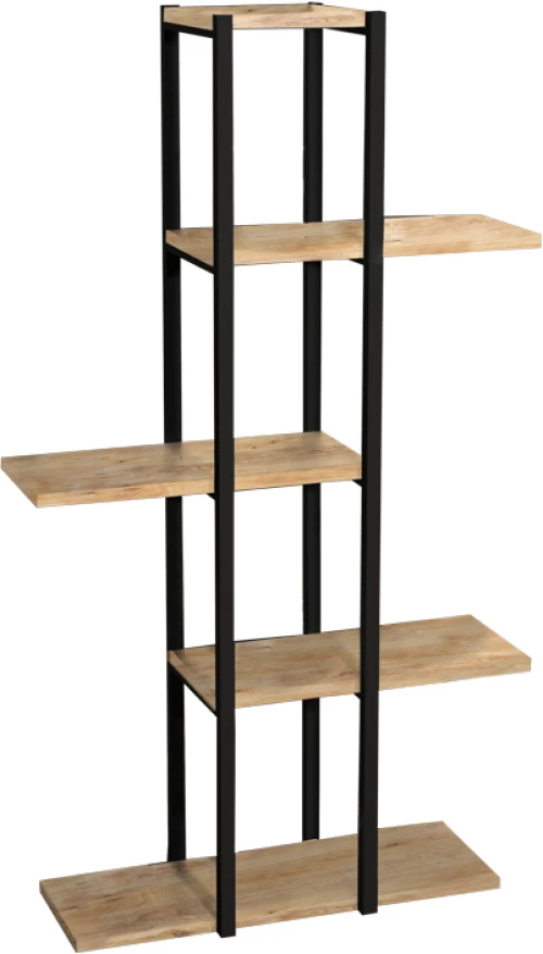 Επιδαπέδια ραφιέρα Ploko pakoworld oak-μαύρο μελαμίνης 60x24x110εκ