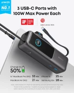 Anker A1695H11 Powerbank 25,000mAh 165W Max 1xUSB-A, 3xUSB-C (A1695H11)