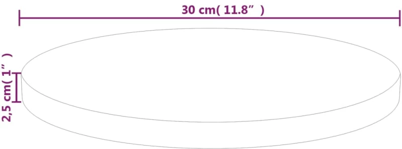vidaXL Επιφάνεια Τραπεζιού Στρογγυλή Ø30x2,5 εκ. Μασίφ Ξύλο Δρυς