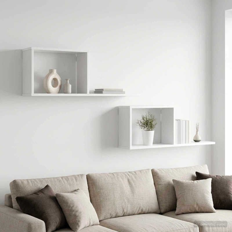 Κρεμαστά ράφια 2 pcs Λευκό 80 x 15 x 30 εκ Επεξεργασμένο Ξύλο |8012317