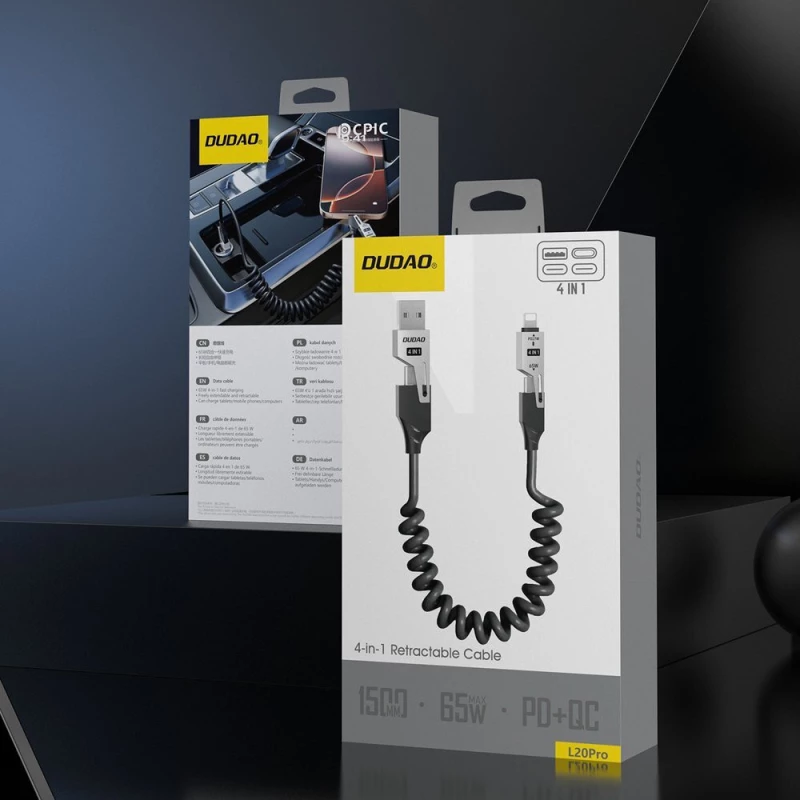Dudao L20 Pro 4-in-1 USB-A / USB-C - Lightning / USB-C 65W 1,5m - Μαύρο