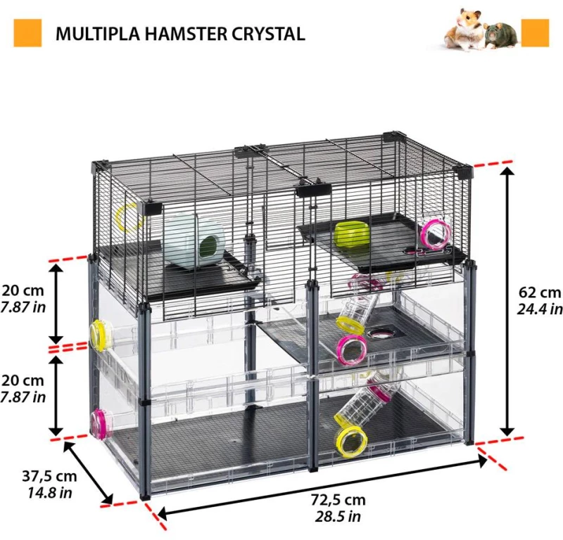 Κλουβί Ferplast Multipla Crystal για Χάμστερ 72,5x37,5x62cm