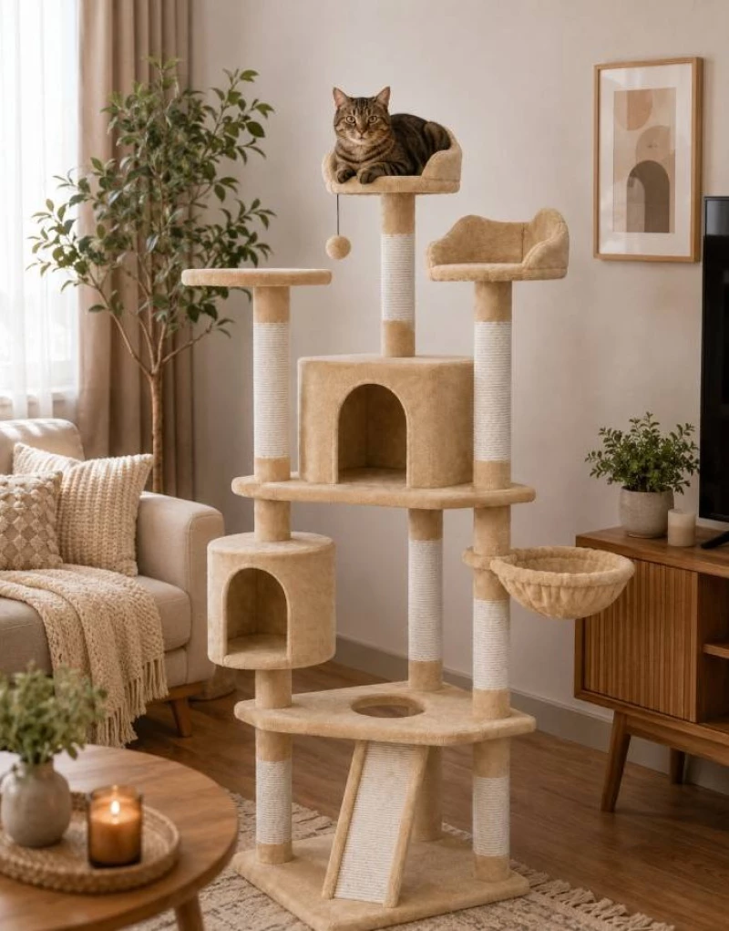 Γατόδεντρο - Ονυχοδρόμιο The Grate Catsby Cat Tree 58x58x200cm Μπεζ