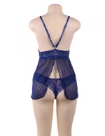 Blue Mesh Chemise with String